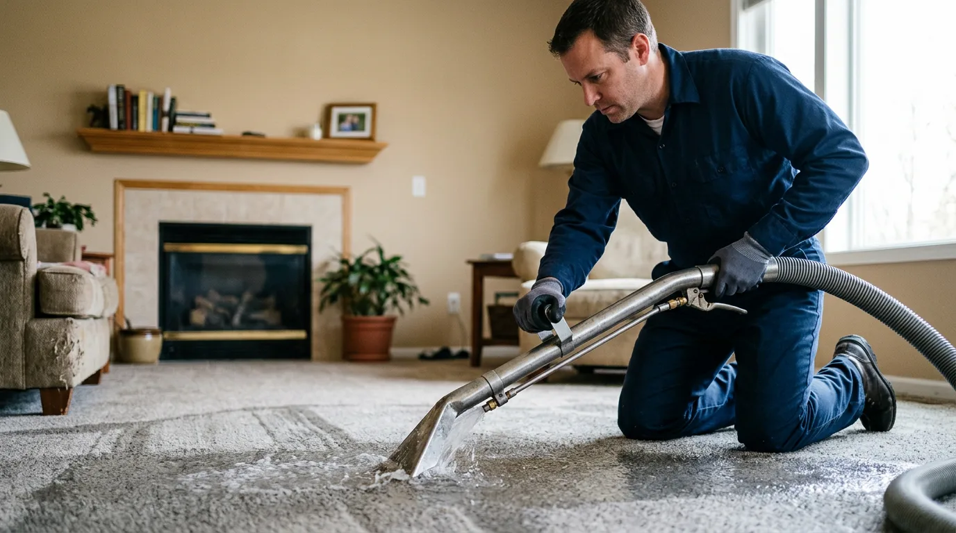 Water damage restoration technician working near Bloomfield, NY